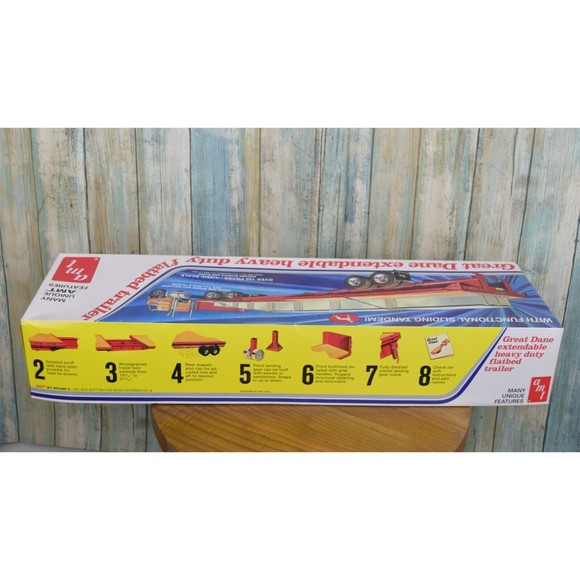 AMT 1/25 Great Dane Extendable Heavy Duty Flatbed Trailer Model NIOB - Picture 3 of 12
